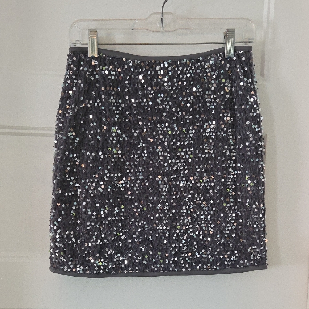 Sparkling Sequin Silver Grey Mini Skirt